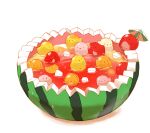  beak bird bubble chai food fruit fruit_cup juice marshmallow no_humans orange_(fruit) orange_slice original shadow swimming umbrella water_drop watermelon wet white_background 