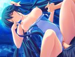  1boy 1girl bangs blood blue_hair blue_sky breasts censored closed_eyes closed_mouth clothes_pull cloud competition_swimsuit defloration eyebrows_visible_through_hair floating_hair from_below frown fumio_(ura_fmo) game_cg hair_between_eyes hair_ribbon hetero holding_hands hoshiuta interlocked_fingers kinoshita_midori long_hair medium_breasts moon mosaic_censoring night nipples official_art one-piece_swimsuit outdoors penis pussy ribbon sex shiny shiny_hair sky star_(sky) starry_sky swimsuit swimsuit_pull twintails vaginal very_long_hair white_swimsuit yellow_ribbon 