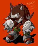  1boy animal_nose aoki_(fumomo) body_fur clenched_hands fang full_body furry furry_male gloves knuckles_the_echidna male_focus red_background shoes simple_background snout solo sonic_(series) sonic_world_adventure spikes standing werehog white_gloves 