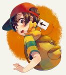  1boy backpack bag baseball_cap brown_eyes hat mother_(game) mother_2 mouse ness_(mother_2) open_mouth red_headwear shifumame shirt short_hair striped striped_shirt 