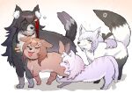  animal_collar animal_focus animalization black_hair braid brown_hair cat closed_eyes collar dog earrings hair_ornament hairclip heart highres hololive inugami_korone jewelry long_hair mikan_(chipstar182) multicolored_hair nekomata_okayu no_humans notice_lines ookami_mio purple_hair shirakami_fubuki simple_background smile streaked_hair tongue tongue_out twin_braids virtual_youtuber white_background yawning 