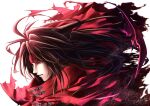 1boy 41120714 black_hair cloak final_fantasy final_fantasy_vii headband long_hair messy_hair pale_skin red_clouds red_eyes red_headband torn_clothes vincent_valentine white_background 