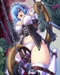  1girl 3others arms_behind_back bangs bdsm blue_eyes blue_hair blush bondage bound breasts clothing_aside detached_sleeves dildo gloves hair_ornament hair_ribbon highres maid medium_breasts monikano multiple_others no_pants object_insertion open_mouth panties panties_aside re:zero_kara_hajimeru_isekai_seikatsu rem_(re:zero) restrained ribbon ribbon-trimmed_clothes ribbon_trim sex_machine sex_toy short_hair solo_focus thighhighs underwear vaginal vaginal_object_insertion whip white_gloves white_legwear x_hair_ornament 