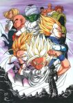  1990s_(style) 1girl 6+boys absurdres android_16 android_18 aqua_eyes armor bald bead_necklace beads black_eyes black_hair blonde_hair blue_eyes cape colored_skin denim dougi dragon_ball dragon_ball_z earrings green_skin highres jeans jewelry kuririn looking_at_viewer mohawk multiple_boys muscular muscular_male namekian necklace official_art pants piccolo pointy_ears profile red_hair retro_artstyle scan serious short_sleeves silhouette son_gohan son_goku spiked_hair standing super_saiyan super_saiyan_1 super_saiyan_2 tenshinhan third_eye topless_male toriyama_akira trunks_(dragon_ball) trunks_(future)_(dragon_ball) turban vegeta wristband yamcha 