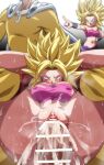  1boy 1girl bar_censor blonde_hair blue_eyes bottomless breasts cape caulifla censored clitoris commission covered_nipples crossover cum cum_in_pussy dragon_ball dragon_ball_super fucked_silly full_nelson gloves head_out_of_frame hetero instant_loss nipple_slip nipples one-punch_man overflow pants penis pink_tube_top pointing_at_another purple_pants pussy red_gloves rolling_eyes rom_(20) rough_sex saitama_(one-punch_man) sex skeb_commission spiked_hair strapless super_saiyan super_saiyan_1 superhero sweat tears torn_clothes tube_top vaginal veins veiny_penis white_cape 