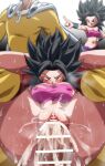 1boy 1girl bar_censor black_eyes black_hair bottomless breasts cape caulifla censored clitoris commission covered_nipples crossover cum cum_in_pussy dragon_ball dragon_ball_super fucked_silly full_nelson gloves head_out_of_frame hetero instant_loss nipple_slip nipples one-punch_man overflow pants penis pink_tube_top pointing_at_another purple_pants pussy red_gloves rolling_eyes rom_(20) rough_sex saitama_(one-punch_man) sex skeb_commission spiked_hair strapless superhero sweat tears torn_clothes tube_top vaginal veins veiny_penis white_cape 