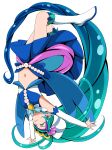  1girl absurdly_long_hair absurdres blue_hair blue_skirt boots closed_eyes closed_mouth colored_eyelashes crop_top cure_mermaid detached_sleeves ebura_din go!_princess_precure gradient_hair highres kaidou_minami knee_boots long_hair long_sleeves midriff miniskirt multicolored_hair navel precure simple_background skirt solo stomach very_long_hair white_background white_footwear white_sleeves 