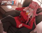  1girl armchair artist_name bangs belt black_legwear boots breasts candy chair copyright_name crossed_legs darling_in_the_franxx dress epaulettes eyebrows_visible_through_hair feet_out_of_frame food green_eyes hairband horns large_breasts lollipop long_hair looking_at_viewer messy_hair military military_uniform moddedjoker necktie oni_horns orange_necktie pantyhose pink_hair red_dress red_horns reward_available ringed_eyes saliva saliva_trail short_dress short_necktie sitting solo tongue tongue_out uniform white_footwear white_hairband zero_two_(darling_in_the_franxx) 