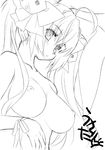  animal_ears aoi_kumiko breasts bunny_ears di_gi_charat dice greyscale large_breasts monochrome nipples nude solo twintails usada_hikaru 