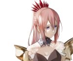  1girl bangs blue_eyes braid breasts cleavage closed_mouth collarbone hair_between_eyes high_ponytail long_hair medium_breasts pink_hair rourou_ill shionne_(tales) simple_background solo tales_of_(series) tales_of_arise upper_body white_background 