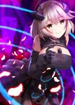  1girl azur_lane between_breasts black_dress black_gloves blonde_hair blood blood_on_clothes blood_on_face breasts commentary_request dress elbow_gloves eyebrows_visible_through_hair gloves hair_ornament head_tilt highres large_breasts leaning_forward looking_at_viewer multicolored_hair red_hair regress roon_(azur_lane) roon_(muse)_(azur_lane) short_hair smile solo streaked_hair yellow_eyes 