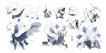  character_name claws color_guide concept_art evolutionary_line fakemon looking_at_viewer multiple_views original pokemon pokemon_(creature) siirakannu simple_background translation_request white_background yellow_eyes 