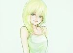  1girl bare_shoulders blonde_hair breasts closed_mouth crying dress green_eyes kimidori_(kimidoriri) kingdom_hearts kingdom_hearts_ii long_hair looking_at_viewer namine simple_background smile solo white_dress 