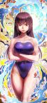  1girl absurdres amaguchi_chiyoko bare_legs black_hair blue_swimsuit breasts commentary_request competition_school_swimsuit competition_swimsuit covered_navel cowboy_shot crossed_arms highres hime_cut ijiranaide_nagatoro-san large_breasts lips long_hair looking_at_viewer one-piece_swimsuit solo sunomiya_sana swimsuit watermark 