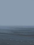  beach blue_theme fog hamsterfragment jaggy_line monochrome no_humans ocean original outdoors pebble water 