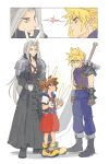  3boys alice_in_wonderland animal_ears blonde_hair blue_eyes brown_hair cloud_strife final_fantasy final_fantasy_vii final_fantasy_vii_advent_children fingerless_gloves gloves jewelry kingdom_hearts kingdom_hearts_i male_focus multiple_boys necklace open_mouth rabbit_ears rouwan sephiroth short_hair silver_hair simple_background smile sora_(kingdom_hearts) spiked_hair super_smash_bros. 