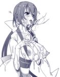  breasts cum cum_on_body cum_on_breasts cum_on_clothes cum_on_upper_body dead_or_alive fellatio greyscale hetero huge_breasts kasumi_(doa) monochrome oral penis ponytail solo_focus 