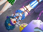  arms_behind_back bdsm bishoujo_senshi_sailor_moon blindfold blue_blindfold blue_choker blue_footwear blue_hair blue_sailor_collar blue_skirt blush bondage boots bound choker earrings green_skirt inner_senshi jewelry kino_makoto knee_boots magical_girl mizuno_ami multiple_girls predicament_bondage rope sailor_collar sailor_jupiter sailor_mercury sailor_senshi_uniform shibari shibari_over_clothes short_hair skirt skull_and_crossbones spark_utamaro suspension tiara tongue translated upside-down vibrator 