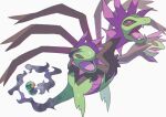  absurdres alternate_color commentary dusk_ball energy fangs highres hydreigon no_humans open_mouth poke_ball pokemon pokemon_(creature) purple_eyes saiku_(zvlku) shiny_pokemon simple_background solo tongue white_background 