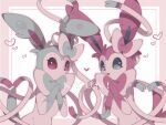  alternate_color aru_(citrine_drplt) closed_mouth commentary_request framed heart highres looking_at_viewer no_humans open_mouth pokemon pokemon_(creature) purple_eyes shiny_pokemon smile sylveon tongue 