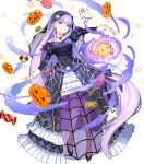  1girl absurdly_long_hair aura bangs black_footwear candy closed_mouth cookie dark_aura dress eyebrows_visible_through_hair fire_emblem fire_emblem:_the_binding_blade fire_emblem_heroes floating floating_object food frills full_body high_heels highres jewelry lolita_fashion lollipop long_dress long_hair long_sleeves looking_away necklace official_art puffy_sleeves purple_eyes purple_hair see-through smile solo sophia_(fire_emblem) stuffed_toy transparent_background urata_asao veil very_long_hair wrist_cuffs 