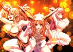  3girls breasts halloween halloween_costume highres horns hoshiguma_yuugi ibaraki_kasen ibuki_suika large_breasts multiple_girls oni oni_horns red_eyes sunyup touhou 