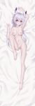  1girl :3 :p absurdres animal_ear_fluff animal_ears blur_censor breasts censored completely_nude dakimakura_(medium) fox_ears fox_girl full_body highres incredibly_absurdres jinguuji_tamamo luo_xi_rocy medium_breasts nude pussy revdol silver_hair tongue tongue_out 