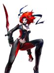  artist_request bare_shoulders bloodrayne bloodrayne_(videogame) elbow_gloves gloves green_eyes navel red_hair solo sword weapon 