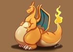  2018 belly big_tail blush charizard claws ifus nintendo overweight pok&eacute;mon pok&eacute;mon_(species) solo standing video_games wings 