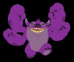  2019 4_arms 4_toes alien angoraram arm_markings black_background blue_eyes digital_drawing_(artwork) digital_media_(artwork) disney experiment_(species) fur happy head_tuft kixx lilo_and_stitch lineless looking_at_viewer markings multi_arm multi_limb open_mouth open_smile purple_fur purple_nose raised_arm signature simple_background smile solo toes 