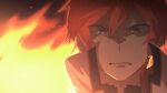  1boy alternate_universe angry bangs blue_eyes clenched_teeth fire hair_between_eyes harusabin male_focus re:zero_kara_hajimeru_isekai_seikatsu red_hair reinhard_van_astrea short_hair solo teeth 