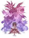  1girl :d absurdres aggron archeops bangs big_hair bow collarbone commentary_request dark-skinned_female dark_skin druddigon eyelashes hair_rings haxorus highres hydreigon iris_(pokemon) lapras long_hair long_sleeves looking_at_viewer odd_(hin_yari) open_mouth pokemon pokemon_(creature) pokemon_(game) pokemon_bw2 purple_eyes purple_hair smile teeth tiara tongue upper_teeth v-neck v-shaped_eyebrows 