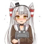  1girl alternate_hairstyle amatsukaze_(kancolle) bangs blunt_bangs blush choker cocoperino commentary_request hairband highres kantai_collection long_hair rensouhou-kun silver_hair sweatdrop two_side_up uniform windsock yellow_eyes 
