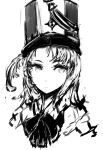  1girl absurdres commentary english_commentary greyscale hat highres long_hair marching_band medal merpperoni monochrome neckwear_request one_side_up pengin_pina prism_project sketch solo virtual_youtuber 