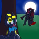 anthro canid canine dastarman duo eeveelution fox generation_2_pokemon generation_5_pokemon hi_res male mammal nintendo pokemon pokemon_(species) silver_(dastarman) umbreon zoroark