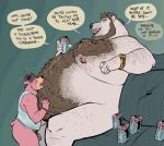 &lt;3 anthro bear beard belly belly_grab belly_lick beverage big_belly blush bodily_fluids body_hair chastity_cage chastity_device chest_hair clock clothing dialogue dramamine drooling duo english_text facial_hair furniture hairy hairy_belly jewelry licking male male/male mammal necklace nipple_piercing nipples open_mouth overweight overweight_anthro overweight_male piercing protein_shake ring_(jewelry) saliva shirt sitting size_difference smaller_male sofa soft_belly speech_bubble tank_top tasting text tongue tongue_bath tongue_out topwear watch
