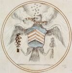 1782 18th_century accipitrid accipitriform ambiguous_gender ancient_art arrow_(weapon) avian beak bird branch charles_thomson coat_of_arms eagle feathered_wings feathers feet feral great_seal_of_the_united_states hi_res holding_arrow holding_branch latin_text ranged_weapon shield simple_background solo spread_legs spreading tail tail_feathers talons tan_background text toes traditional_media_(artwork) united_states_of_america weapon wings