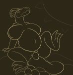 aliasing animated anthro big_breasts breasts dinosaur dromaeosaurid egg egg_from_pussy female loop nude oviposition pregnant reptile scalie seamless_loop short_playtime sketch snapps solo theropod