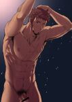  1boy :o abs alternate_hairstyle bar_censor bara brown_hair censored completely_nude cross_scar facial_hair fate/grand_order fate_(series) flaccid goatee hand_in_hair long_sideburns looking_at_viewer male_focus male_pubic_hair muscular muscular_male napoleon_bonaparte_(fate) nipples nude one_eye_closed pectorals penis pubic_hair revision scar short_hair showering sideburns solo stomach testicles unplugged_line wet wet_hair 
