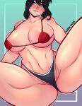  1girl absurdres ass black_hair blush boku_no_hero_academia breasts hair_between_eyes highres huge_ass kiiroleven large_breasts looking_at_viewer looking_down muscular muscular_female self-upload shimura_nana short_hair smile solo thick_thighs thighs 