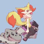 3_fingers 3_toes 5_fingers anthro big_tongue black_hair bodily_fluids braixen breasts clothing drooling duo facesitting feet felid female female/female fingers fur generation_6_pokemon genital_fluids grey_body grey_fur hair hi_res implied_cunnilingus implied_oral inner_ear_fluff looking_pleasured makeup mammal mascara masturbation multicolored_body multicolored_fur navel nintendo noire_vala orange_body orange_fur pantherine pokemon pokemon_(species) purple_clothing purple_eyes purple_hair purple_nose pussy_juice running_makeup running_mascara saliva sitting_on_another small_breasts snow_leopard spots tears tears_of_pleasure toes tongue tongue_out topwear tube_top tuft two_tone_body two_tone_fur ungulatr yellow_body yellow_fur