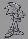 2024 5_fingers anthro black_and_grey clothing eulipotyphlan featureless_crotch fingers footwear gloves handwear hedgehog hi_res male mammal monochrome mostly_nude mostly_nude_anthro mostly_nude_male mouth_closed panda_omutsu prick_ears sega shoes short_tail sketch smile smirk solo sonic_the_hedgehog sonic_the_hedgehog_(series) standing tail