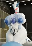 3d_(artwork) absurd_res anthro big_breasts big_penis blue_eyes blue_nipples bodily_fluids breasts collar cum cum_on_breasts cum_on_penis darkflash23 digital_media_(artwork) duo female generation_2_pokemon generation_6_pokemon genital_fluids genitals goodra hi_res huge_breasts huge_penis legendary_pokemon lugia male male/female nintendo nipples open_mouth owen_(jonhy2g) penis pokemon pokemon_(species) sex thigh_sex yugia_(evov1) yuki_(evov1)