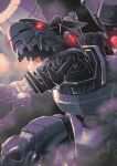  152_in_can absurdres digimon digimon_(creature) dragon glowing highres mecha mugendramon no_humans open_mouth red_eyes robot sharp_teeth shoulder_cannon skull solo teeth 