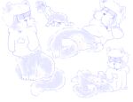 2n2n cat_taur clothing domestic_cat felid felid_taur feline feline_taur felis fur hair half-closed_eyes hand_in_pocket hoodie lying male mammal mammal_taur monochrome mr._osomatsu narrowed_eyes on_side pockets purple_and_white purple_body purple_fur sketch_page solo taur topwear walking