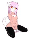 2015 alpha_channel anthro biped black_bottomwear black_clothing black_pants bottomwear breasts cleavage cleavage_cutout clothed clothing cutout digital_media_(artwork) ear_piercing eyebrow_through_hair eyebrows female fully_clothed hair hi_res keyhole_turtleneck kneeling long_hair looking_at_viewer mammal orange_eyes pants piercing pink_hair pink_nose simple_background solo sweater tail topwear translucent translucent_hair transparent_background turtleneck zyira