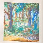  day forest grass mimoth nature no_humans original painting_(medium) scenery sunlight traditional_media tree tree_shade 