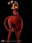 2024 3:4 3d_(artwork) big_butt black_background butt demon digital_media_(artwork) feversfm fingers genitals hair helluva_boss hi_res horn humanoid_genitalia humanoid_penis imp male moxxie_(helluva_boss) moxxie_(valorlynz) not_furry nude penis red_body red_skin simple_background solo tail text url white_hair yellow_sclera