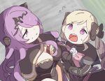  aristocratic_clothes armor black_armor blonde_hair breasts camilla_(fire_emblem) cleavage drill_hair elise_(fire_emblem) fire_emblem fire_emblem_fates hair_over_one_eye large_breasts multicolored_hair purple_eyes purple_hair siblings sisters sorane_amus streaked_hair tiara twin_drills twintails wavy_hair 