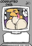 against_surface anthro bandai_namco bodily_fluids breasts breasts_on_glass digimon digimon_(species) female freckles_(artist) hi_res licking_glass licking_screen looking_at_viewer on_glass renamon saliva solo tongue tongue_out